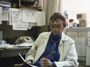 Smiling female researcher