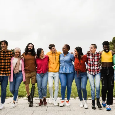 Diverse group of smiling happy people